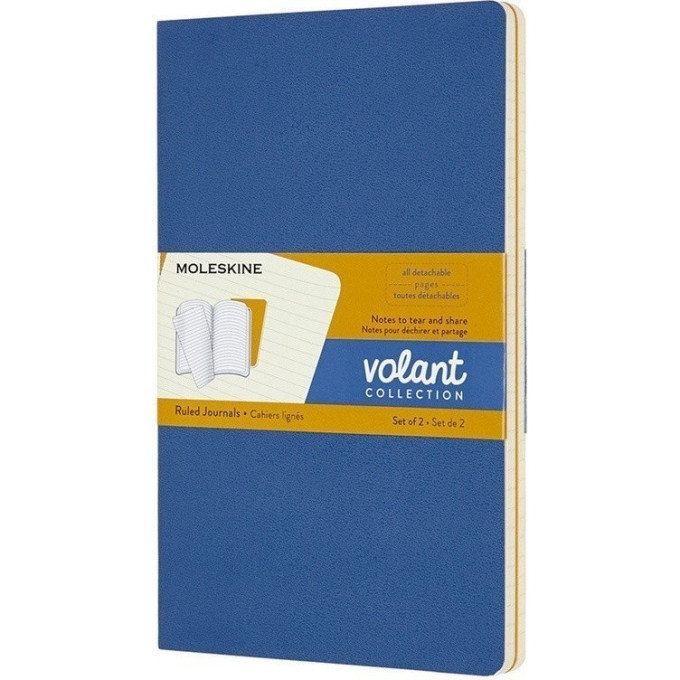 Блокнот MOLESKINE VOLANT POCKET, линейка, синий/желтый янтарный QP711B41M17